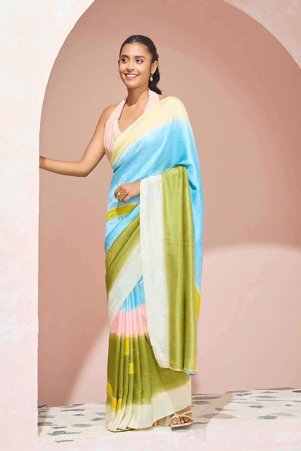 Multi Murshidabad Pure Silk Hand Painted Saree image number null
