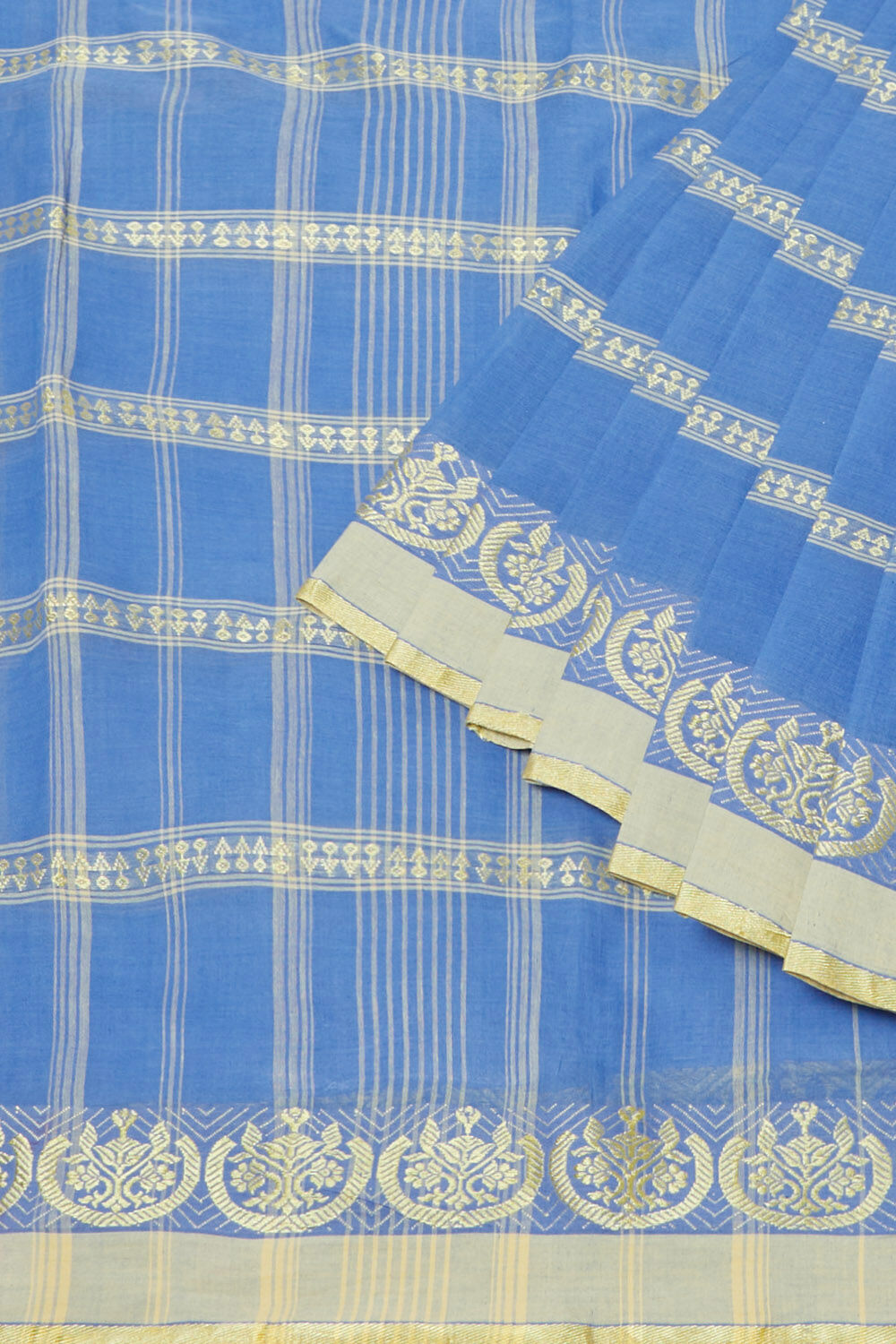 Blue Pure Cotton Bengal Saree image number null