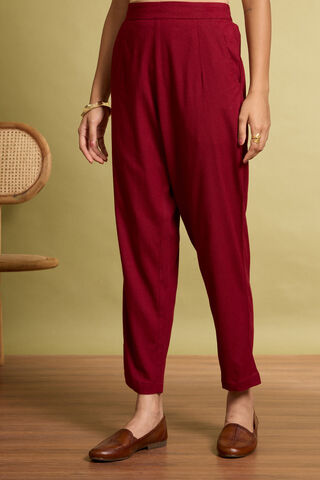 Dark Red Woven Viscose Trouser thumbnail image number null