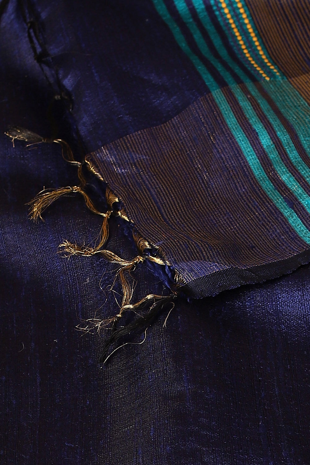 Dark Blue Pure Tussar Silk Bhagalpuri Saree image number null