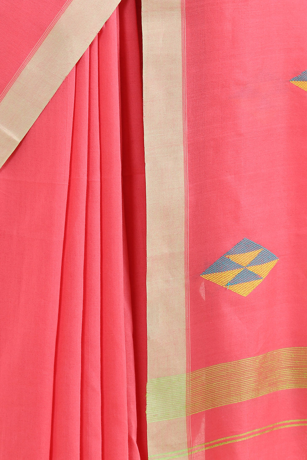 Pink Pure Silk Cotton Jamdani Saree image number null
