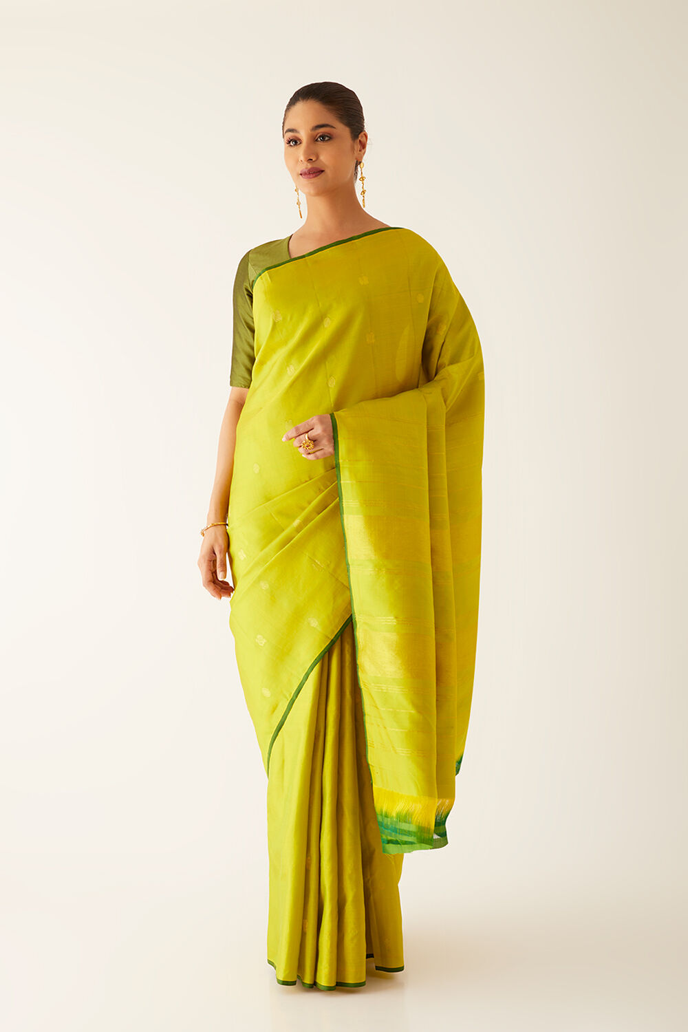 Light Yellow Pure Silk Kanjivaram Saree image number null