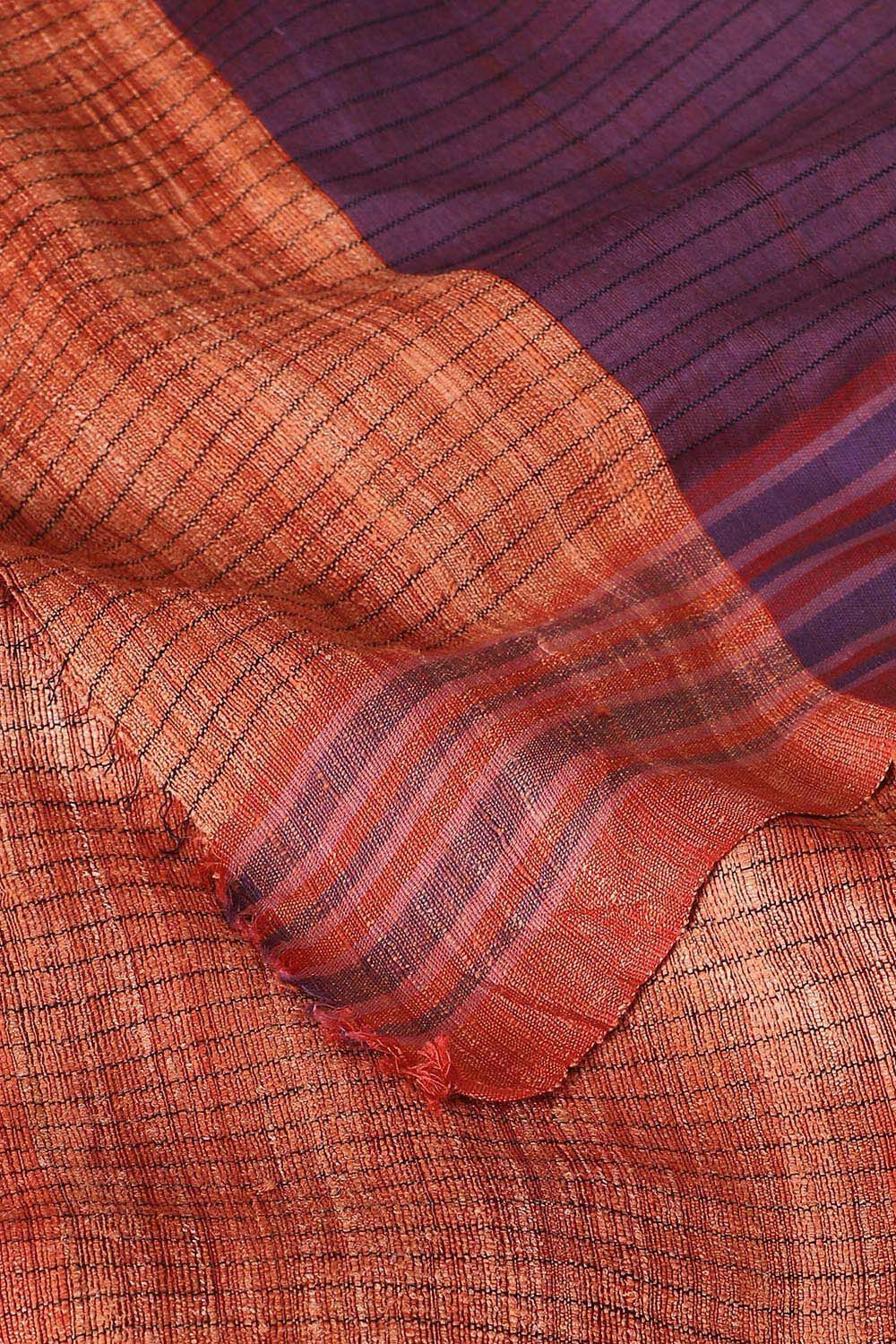 Light Orange Pure Tussar Silk Bhagalpuri Saree image number null