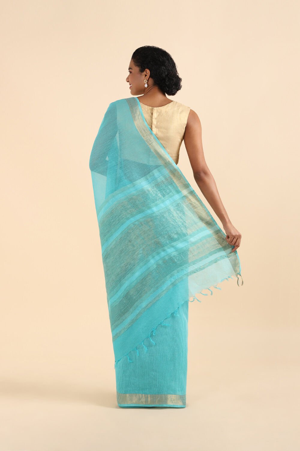 Blue Pure Silk Woven Saree image number null