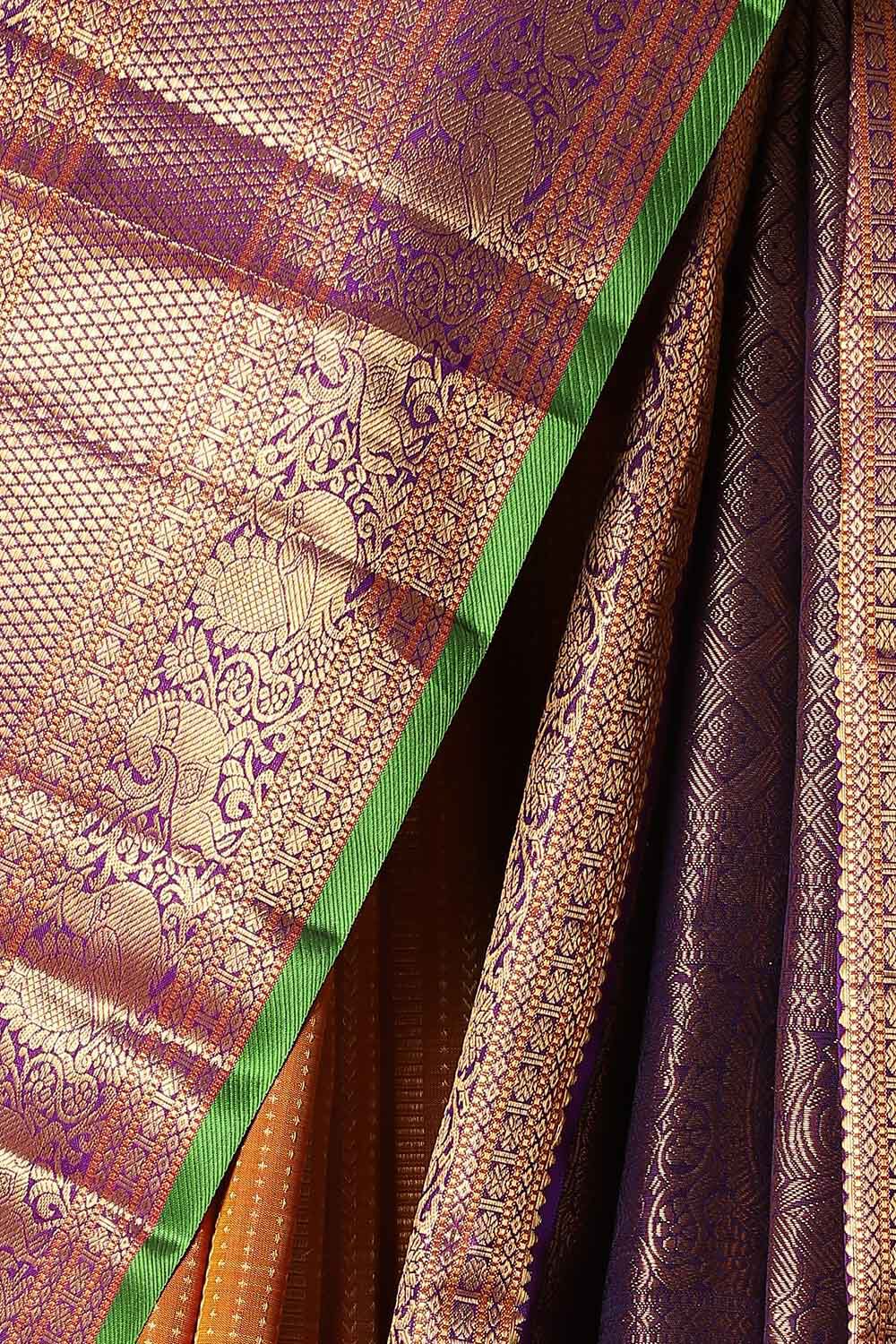 Dark Orange Pure Silk Kanjivaram Saree image number null