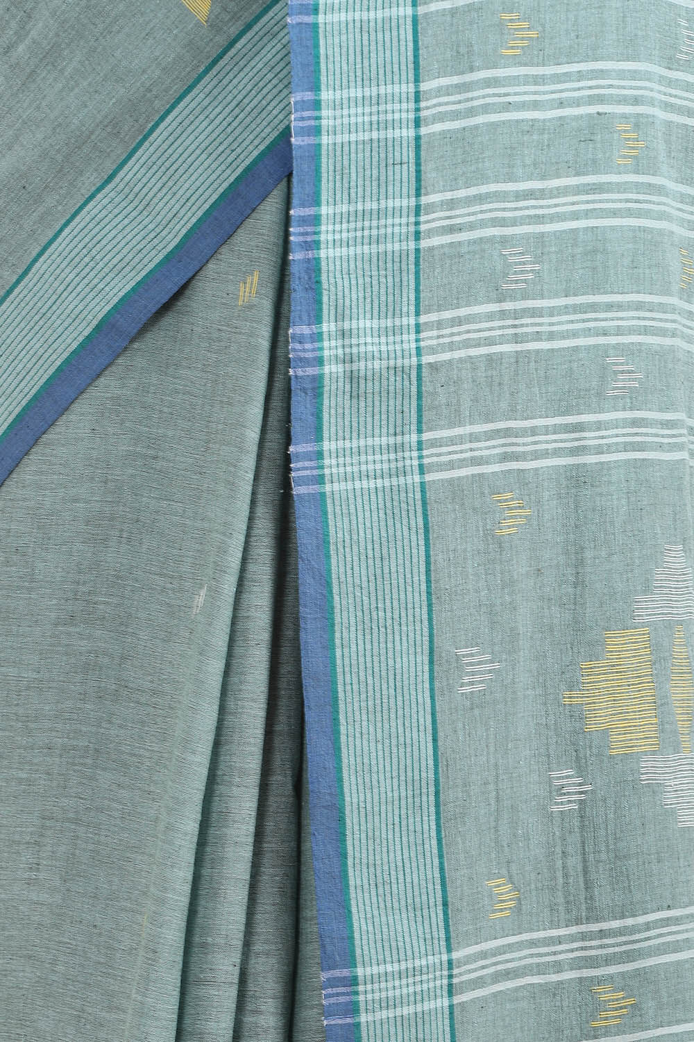 Blue Pure Khadi Cotton Jamdani Saree image number null
