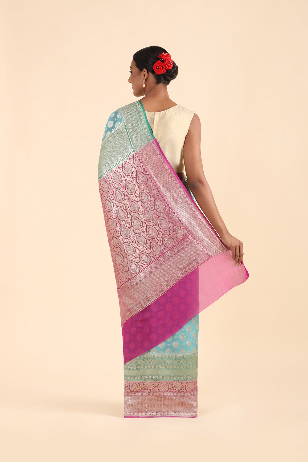 Light Pure Blue Georgette Banarasi Saree image number null