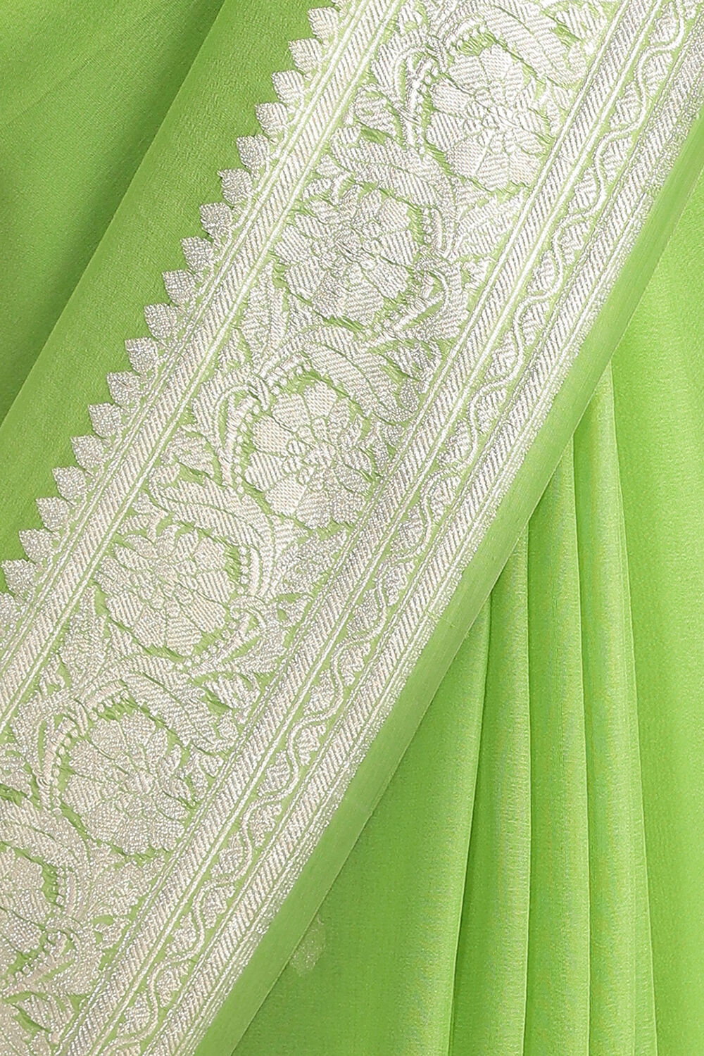 Light Green Handwoven Banarasi Pure Georgette Saree image number null