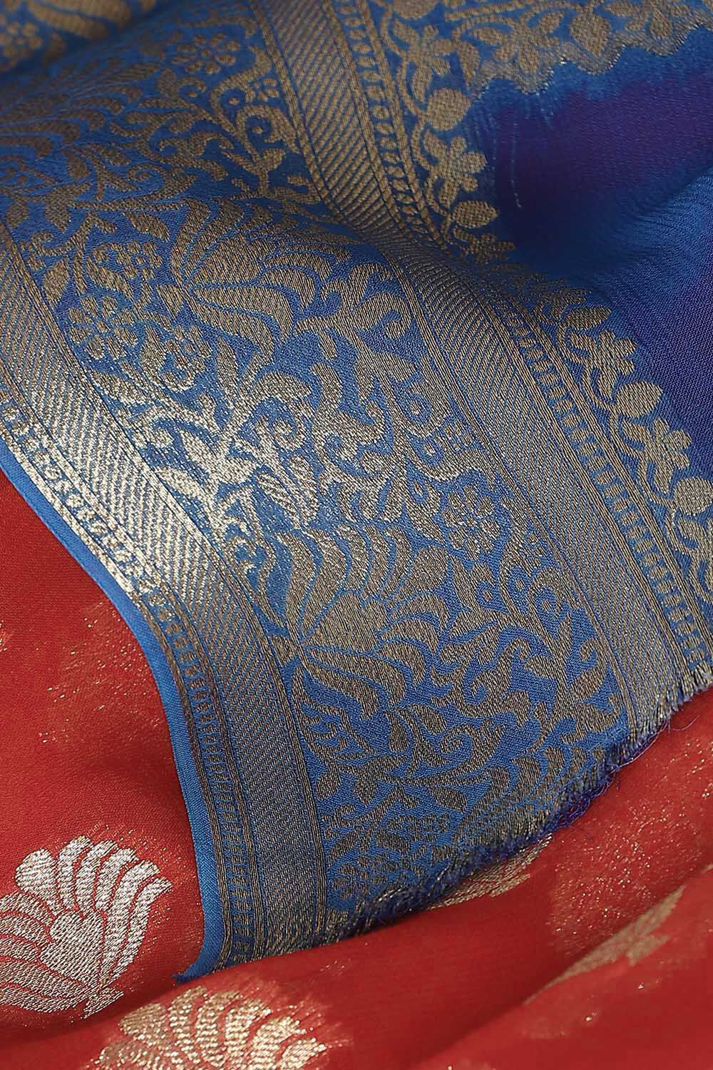 Red Viscose Pure Georgette Banarasi Saree image number null