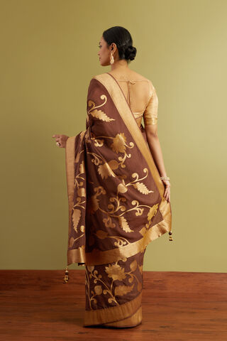 Brown Woven Viscose Luxe Saree thumbnail image number null
