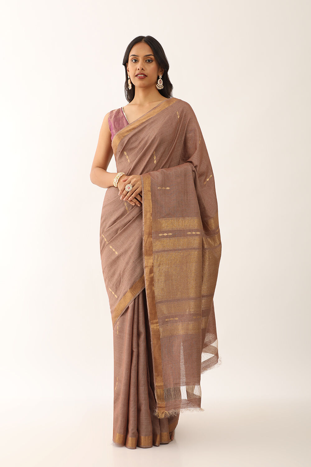 Brown Chattisgarh Woven Pure Tussar Silk Saree image number null