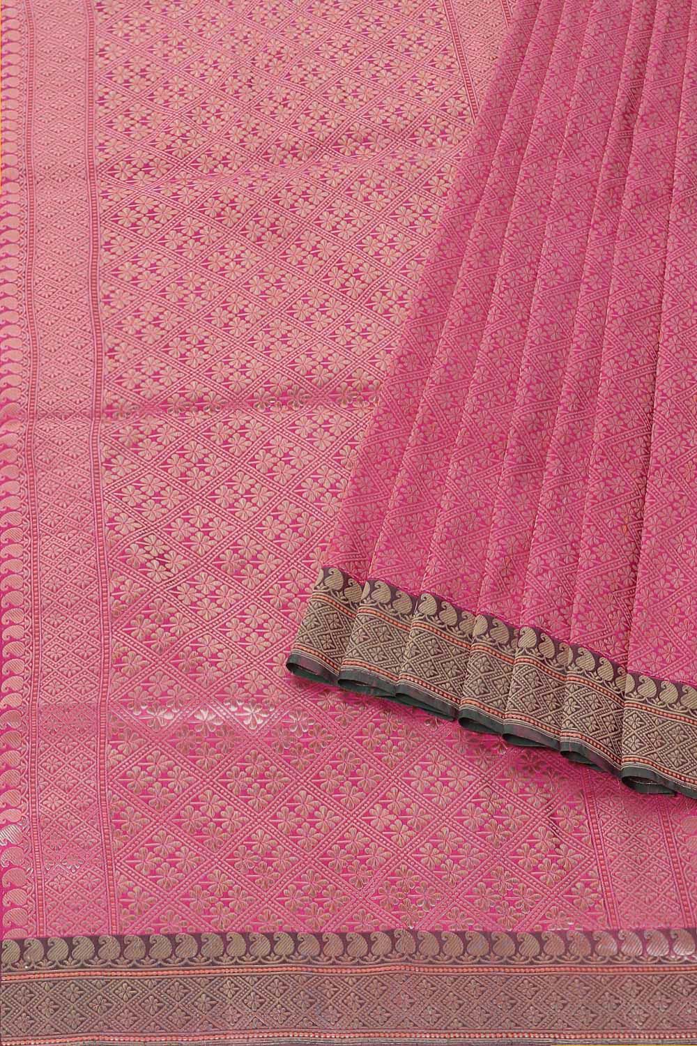Dark Pink Pure Silk Banarasi Brocade Saree image number null