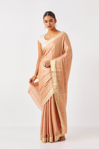 Light Orange Pure Georgette Woven Saree thumbnail image number null