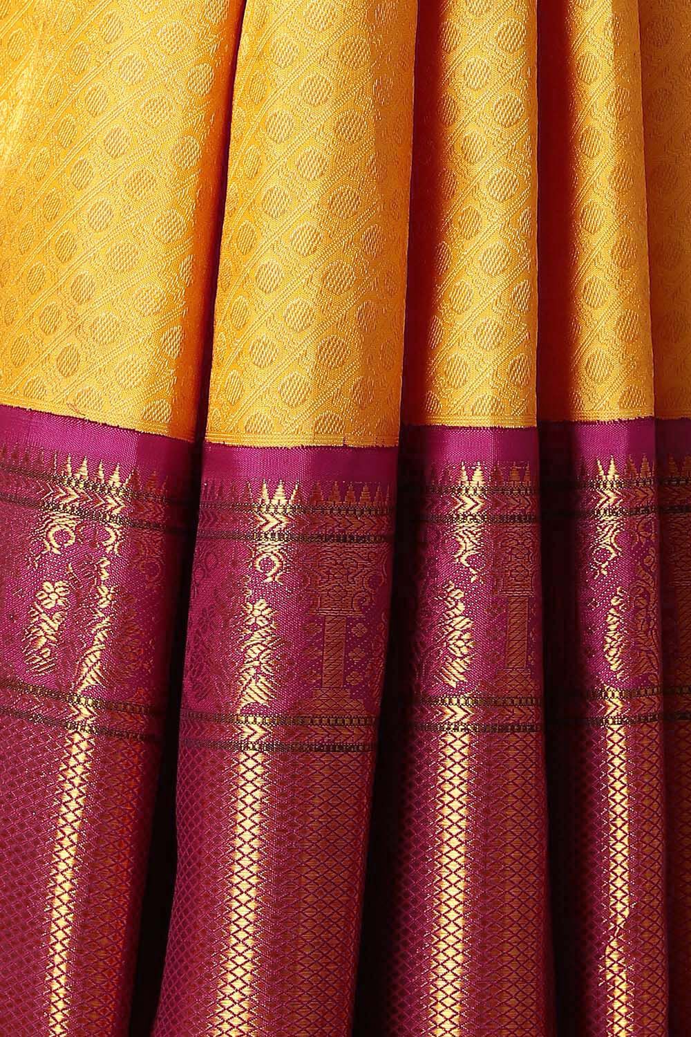 Yellow Pure Silk Kanjivaram Saree image number null