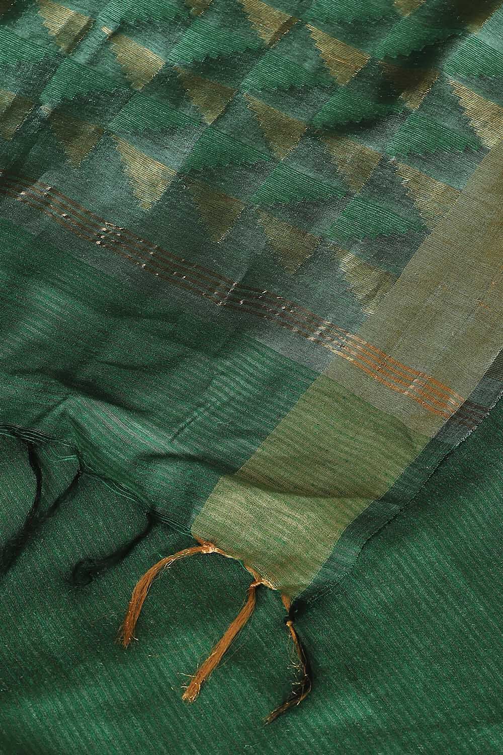 Dark Green Pure Silk Tussar Bhagalpuri Saree image number null