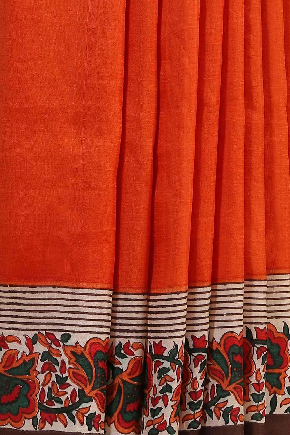Red Hand Blockprinted Pure Silk Saree image number null