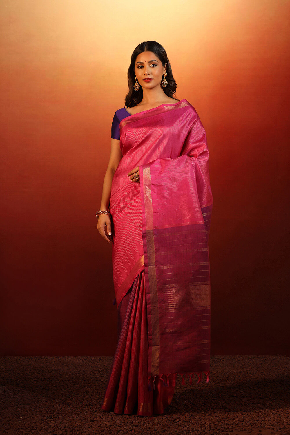 Pink Woven Pure Silk Kanjivaram Saree image number null