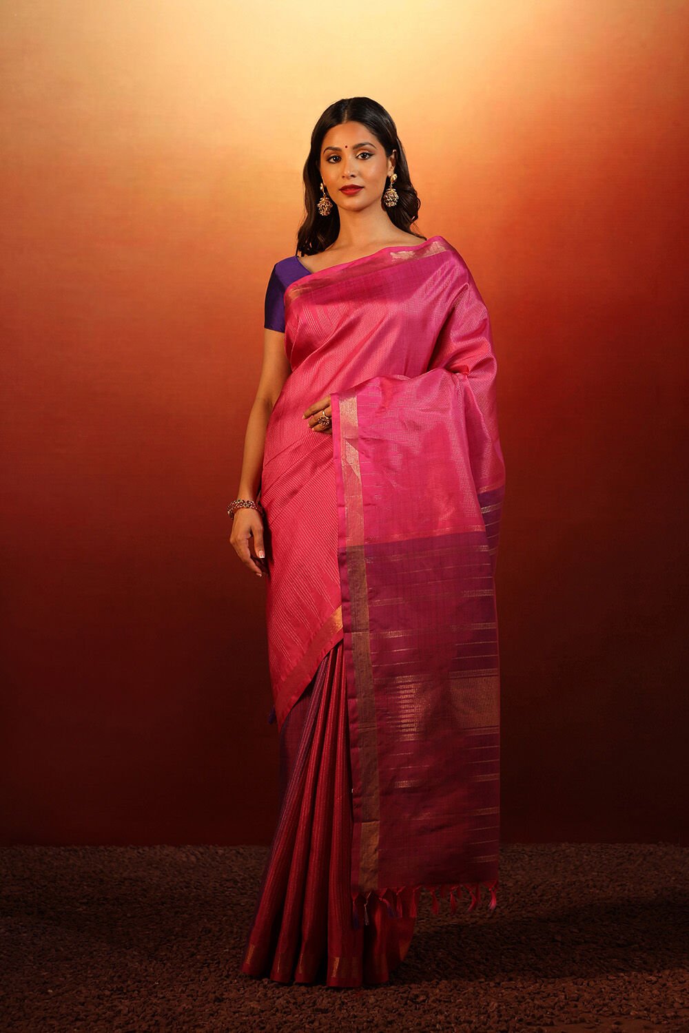 Pink Woven Pure Silk Kanjivaram Saree image number null
