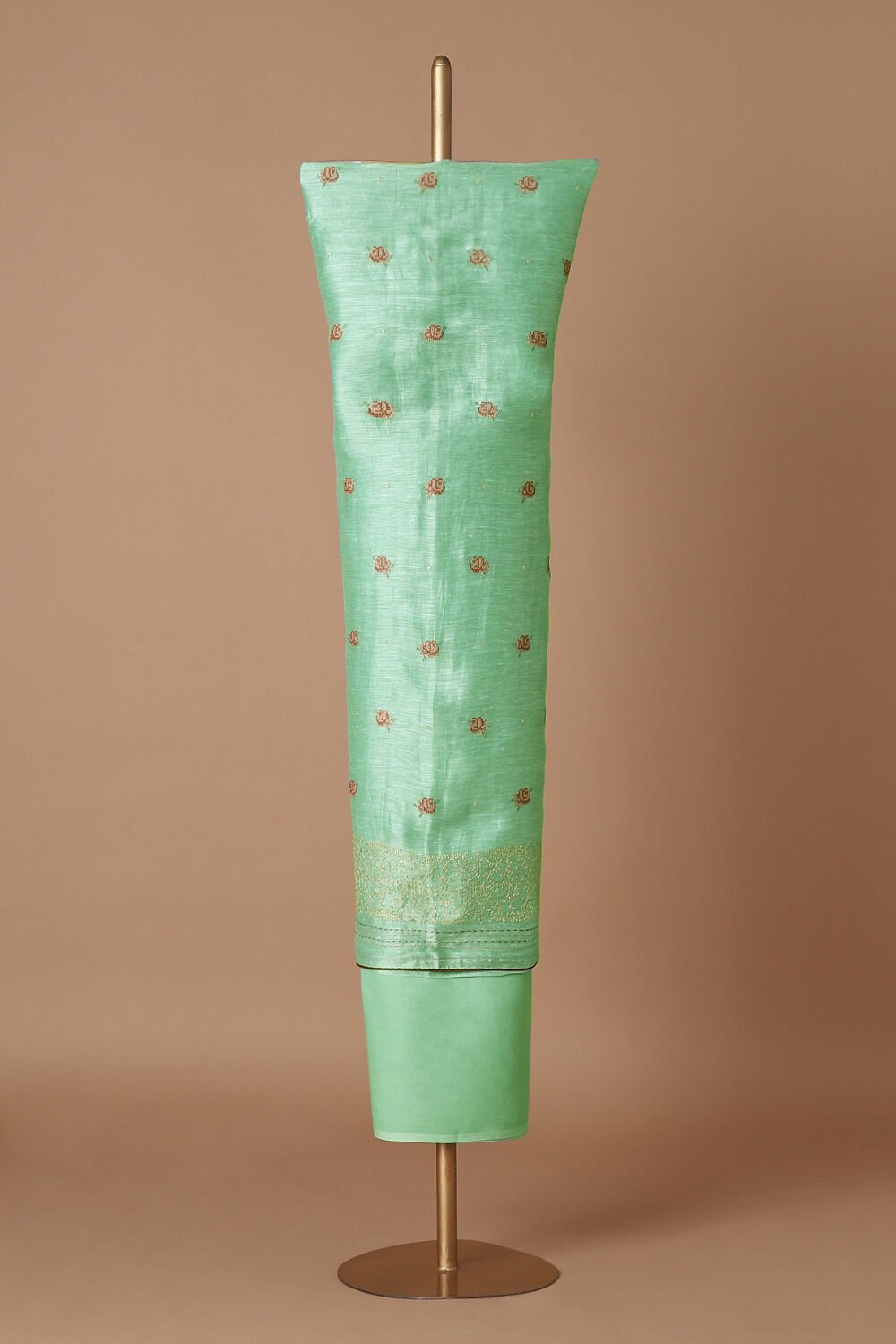 Light Blue Silk Linen Embroidered Unstitched Suit Set image number null