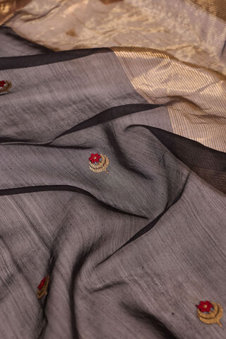 Black Eknaliya Pure Silk Cotton Chanderi Saree thumbnail image number null