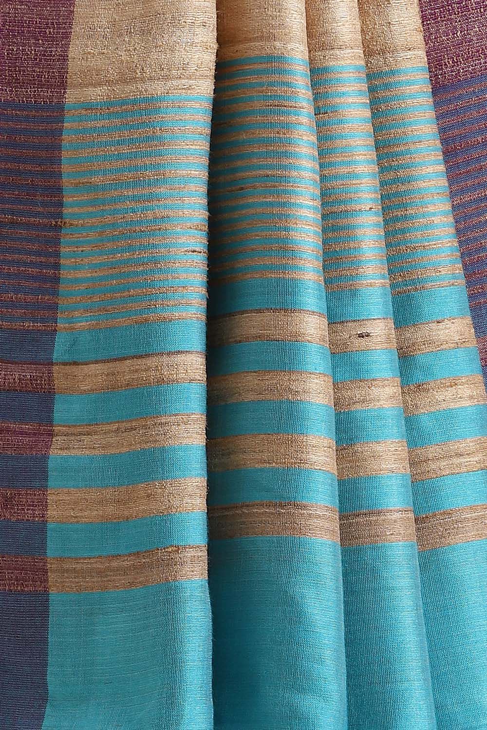Light Blue Silk Viscose Bhagalpuri Saree image number null