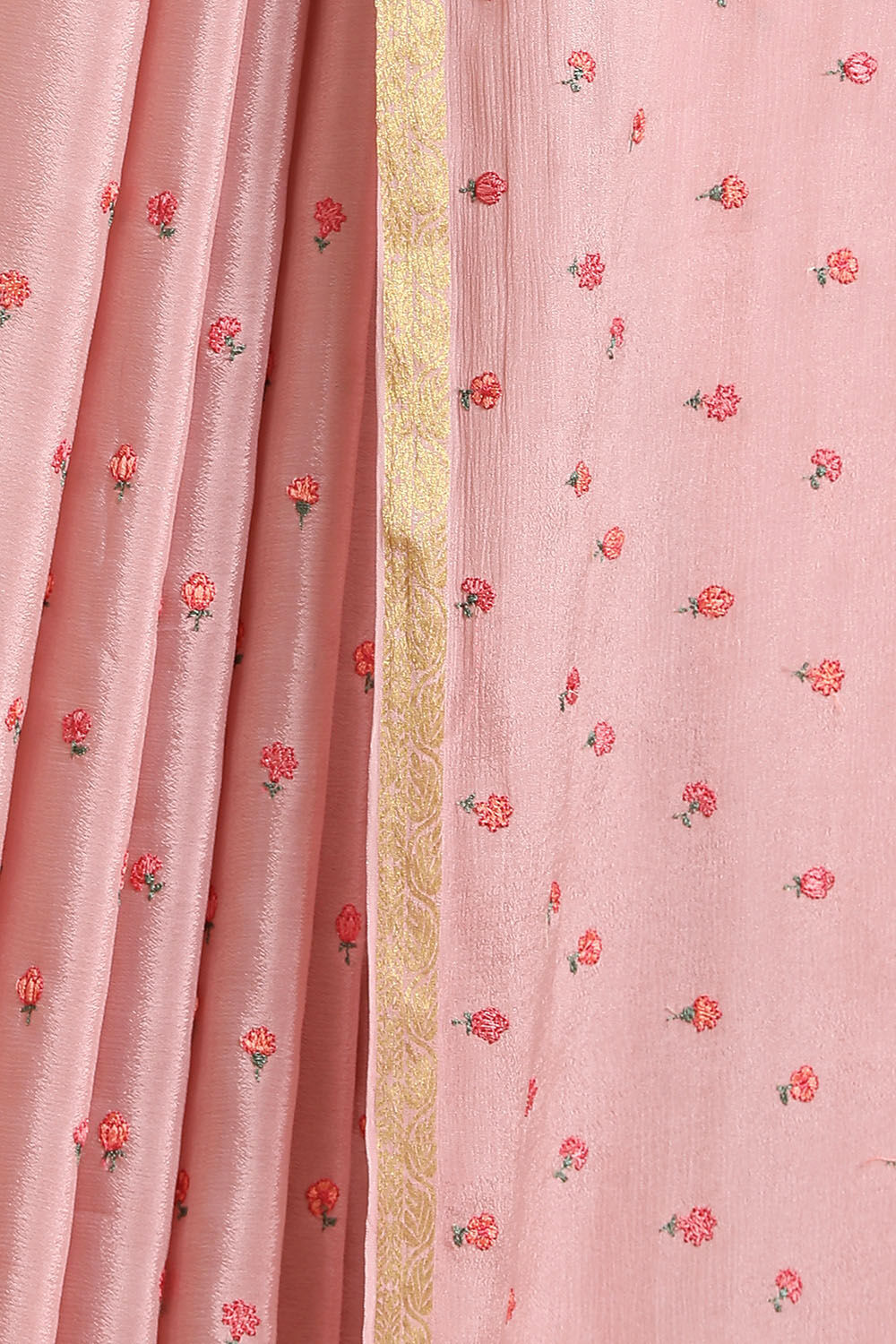 Light Pure Pink Embroidered Saree image number null