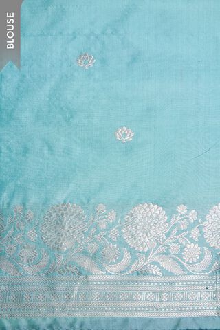 Light Blue Pure Silk Kadwa Banarasi Saree thumbnail image number null