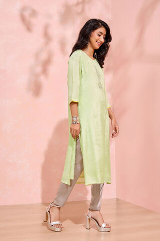 Light Green Viscose Embroidered Kurta thumbnail image number null