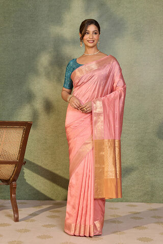 Light Pink Silk Viscose Cutwork Banaras  Saree thumbnail image number null