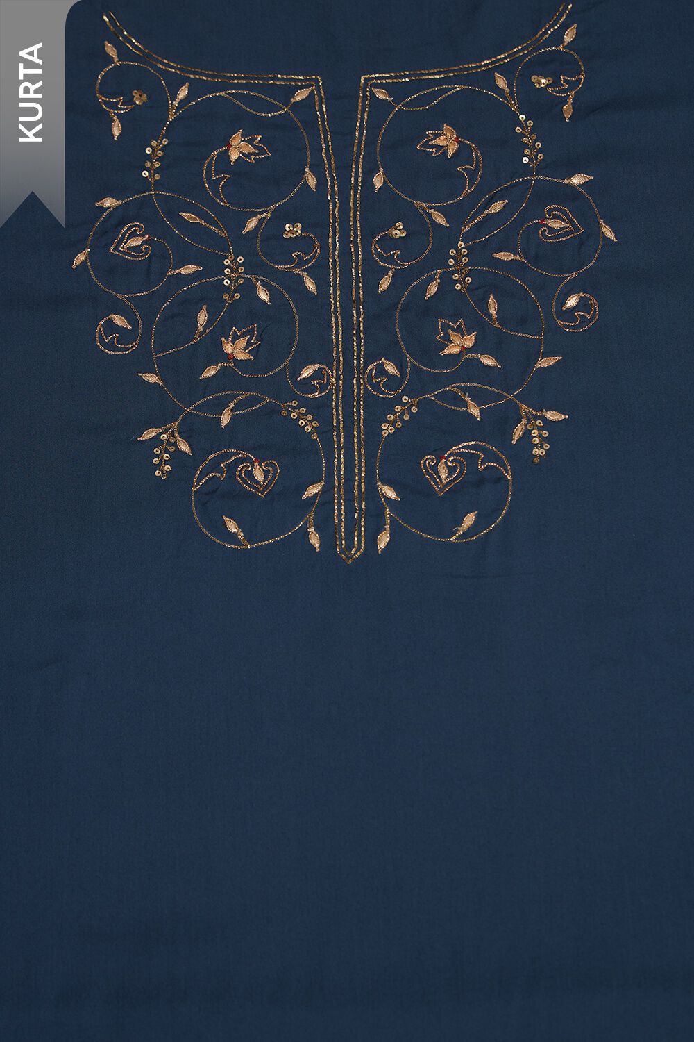 Dark Blue Viscose Gotta Patti Unstitched Suit Set image number null