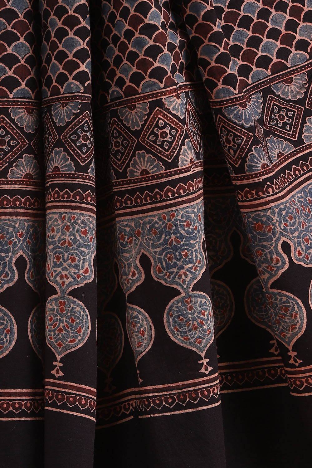 Black Pure Cotton Ajrakh Printed Saree image number null