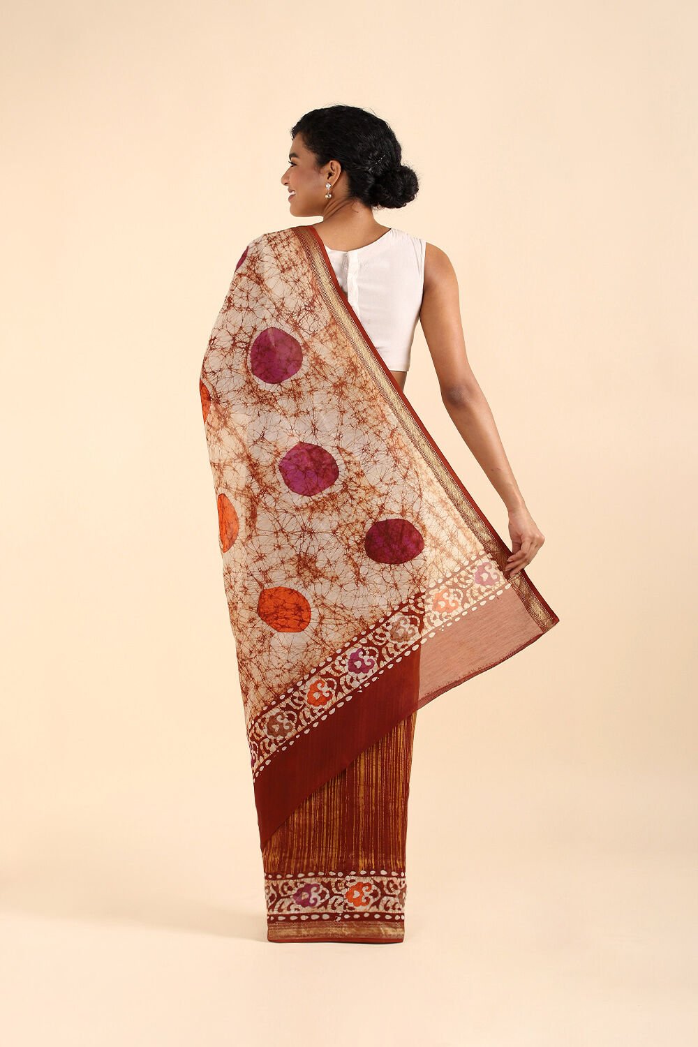 Yellow Pure Silk Cotton Batik Saree image number null