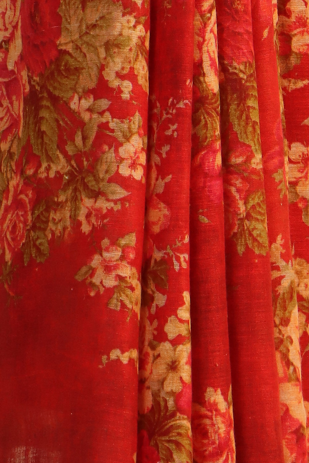Light Red Pure Linen Digital Printed Saree image number null