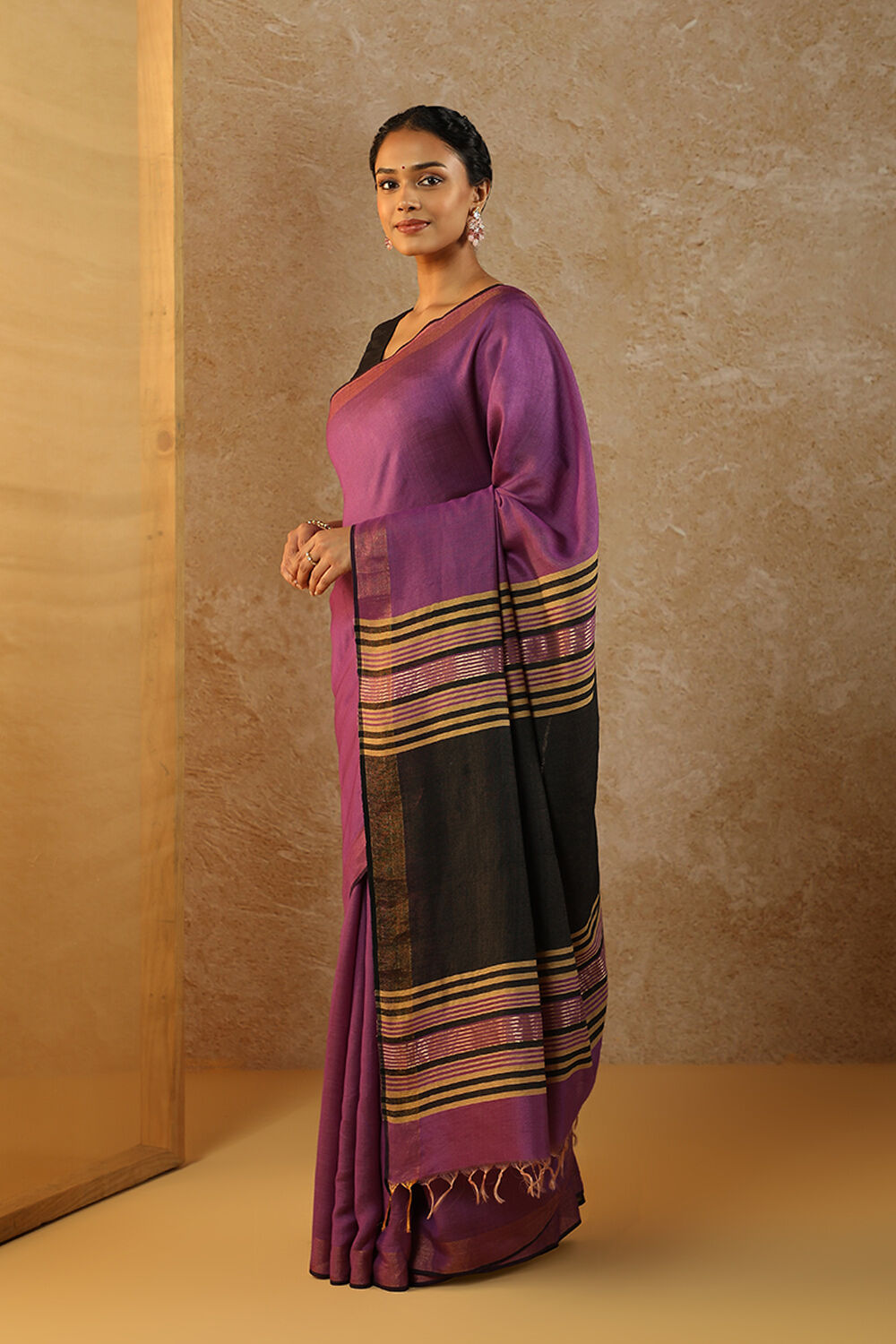 Purple Bhagalpur Woven Silk Viscose Saree image number null