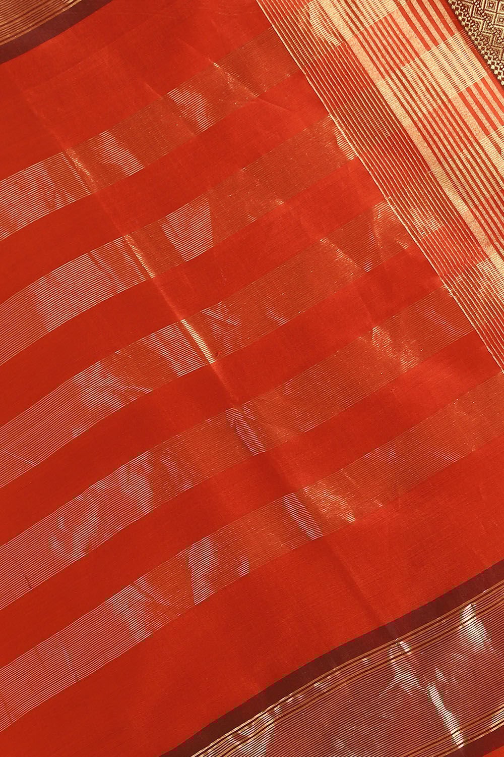 Dark Orange Pure Silk Cotton Maheshwari Saree image number null
