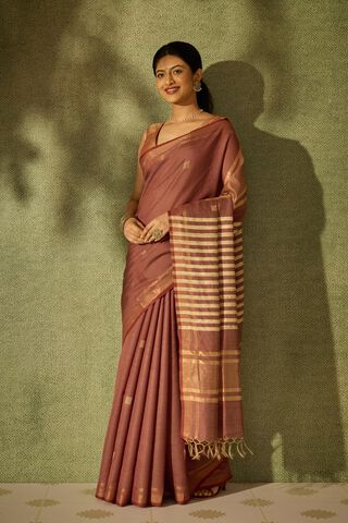 Brown Bhagalpur Woven Silk Viscose Saree thumbnail image number null