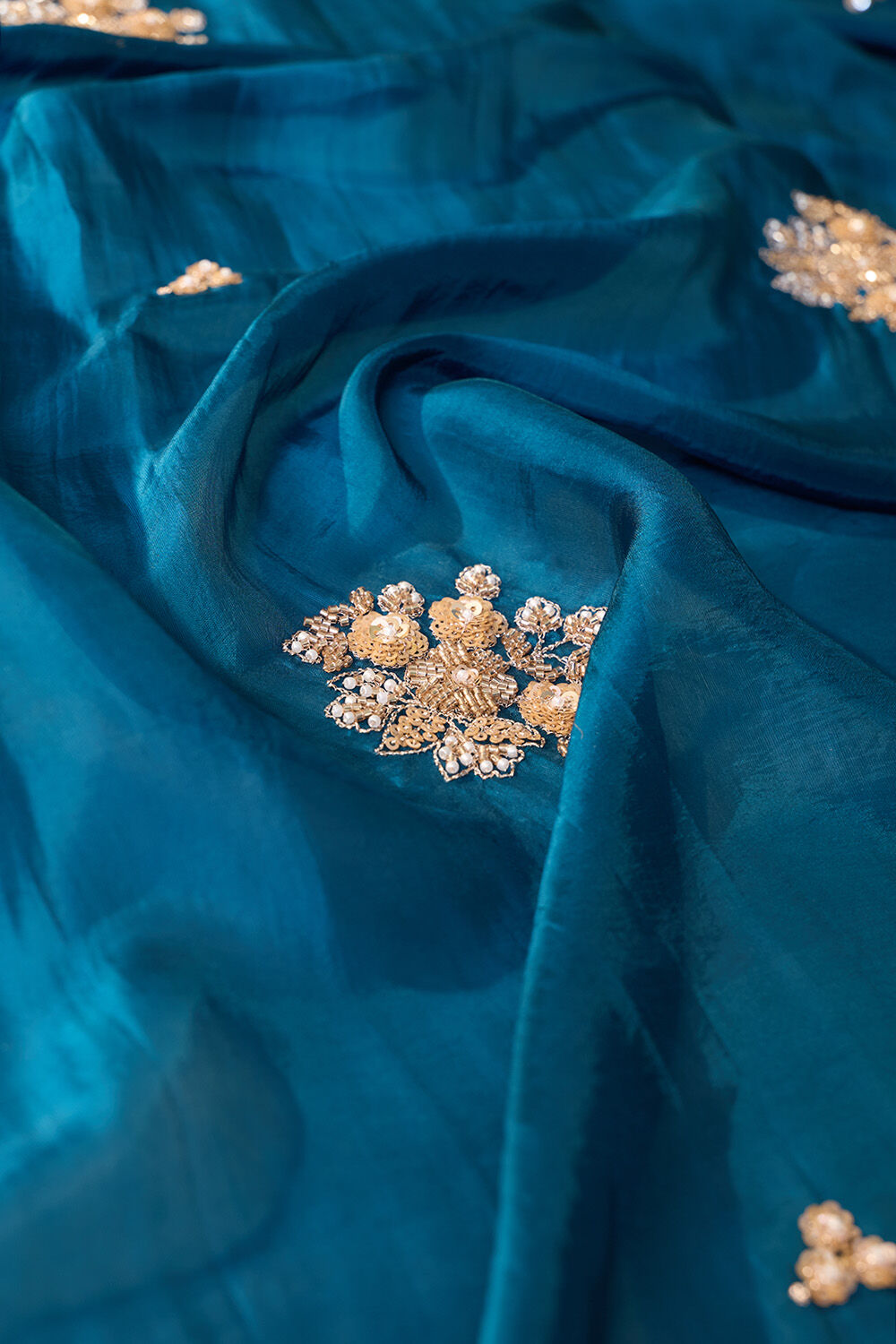 Blue Pure Viscose Embroidered Saree image number null