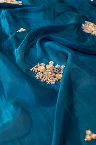 Blue Pure Viscose Embroidered Saree thumbnail image number null