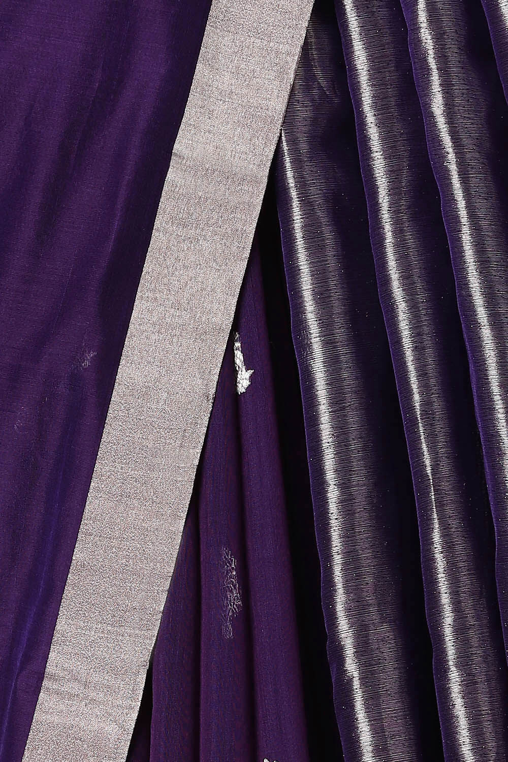 Purple Pure Silk Cotton Chanderi Saree image number null