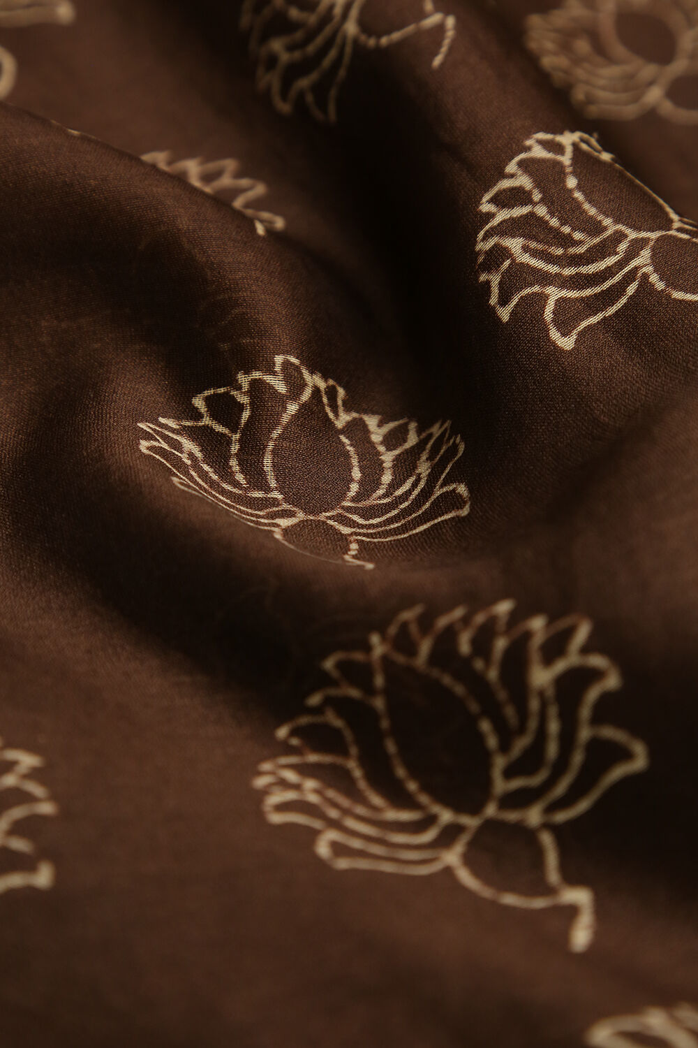 Brown Block Printed Pure Silk Cotton Suit Set image number null