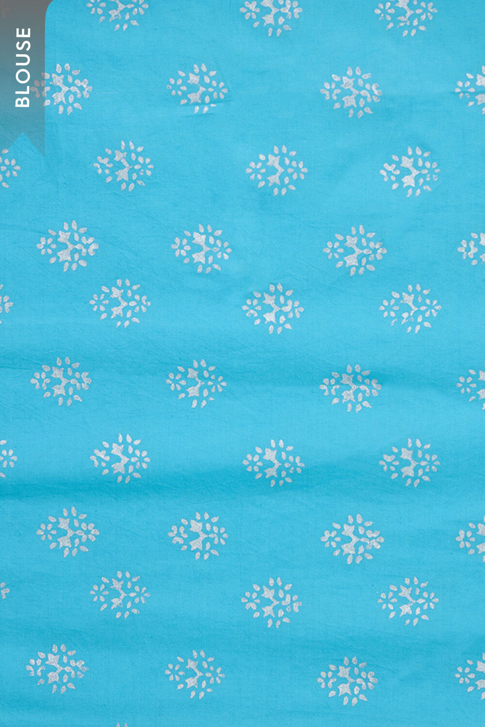Blue Pure Silk Cotton Block Printed Bengal Saree image number null