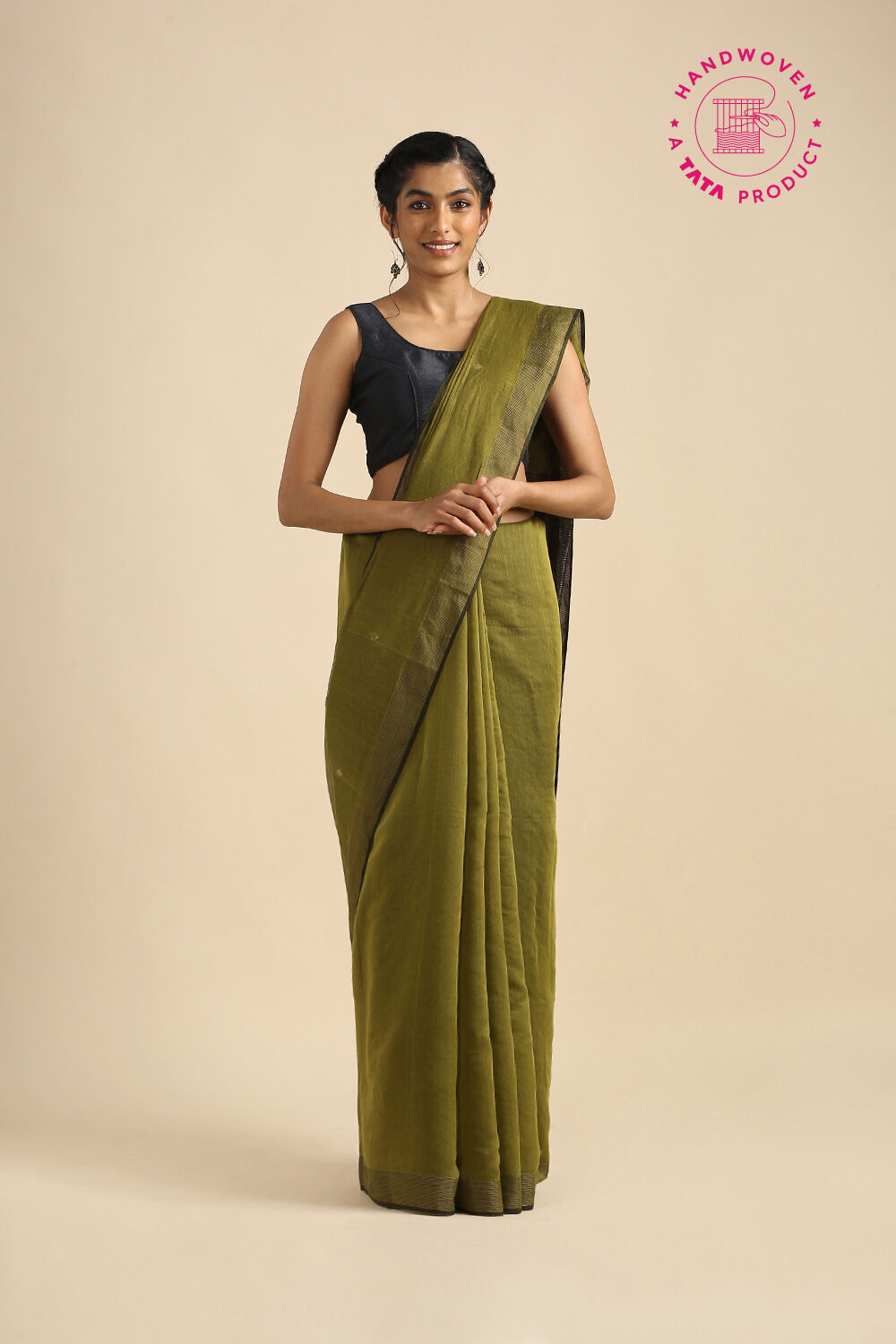 Light Green Pure Silk Cotton Bengal Saree image number null