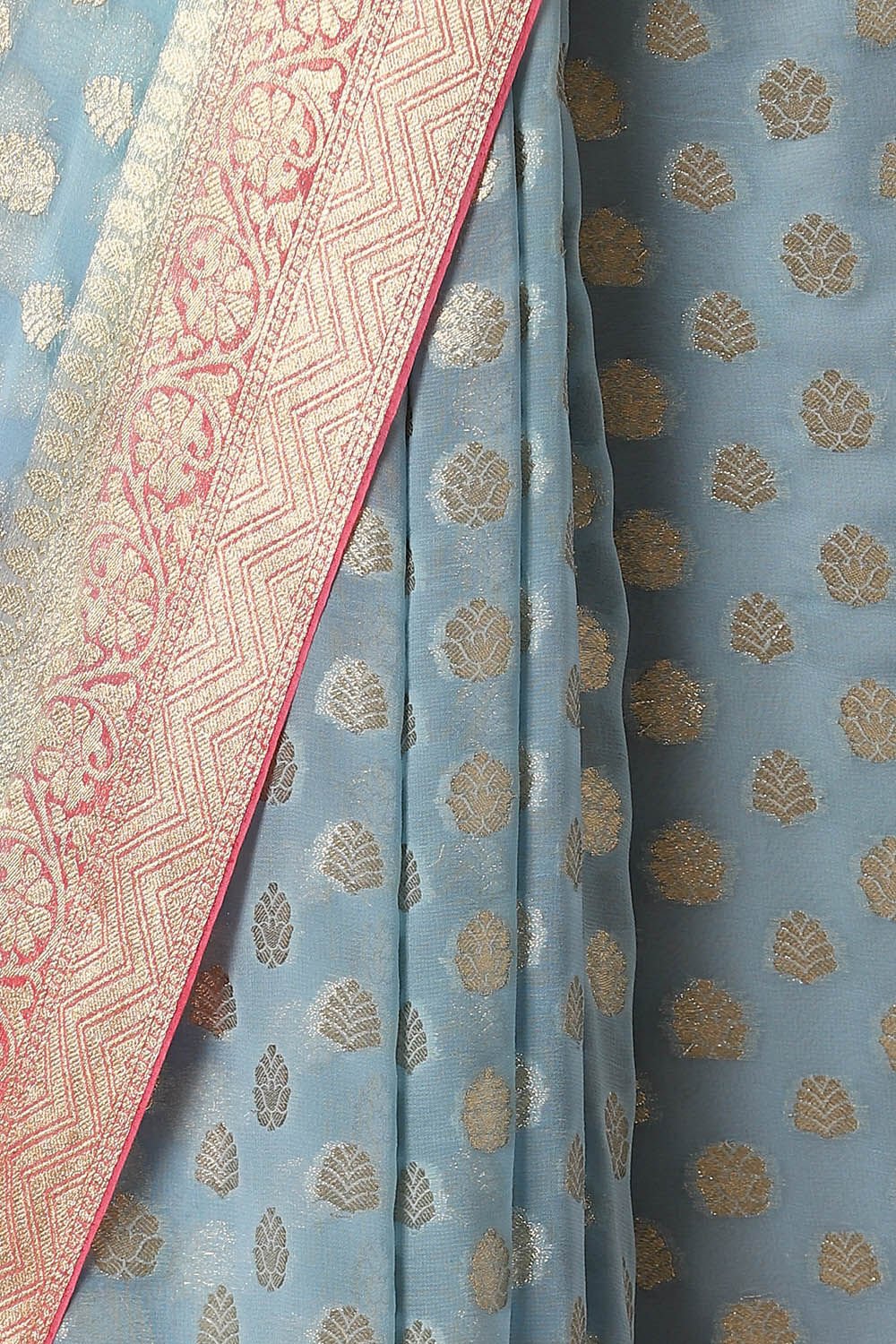 Blue Viscose Pure Georgette Banarasi Saree image number null