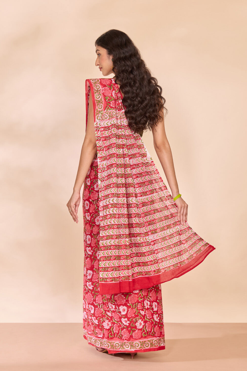 Red Rajasthan Pure Cotton Printed Sanganeri Saree image number null