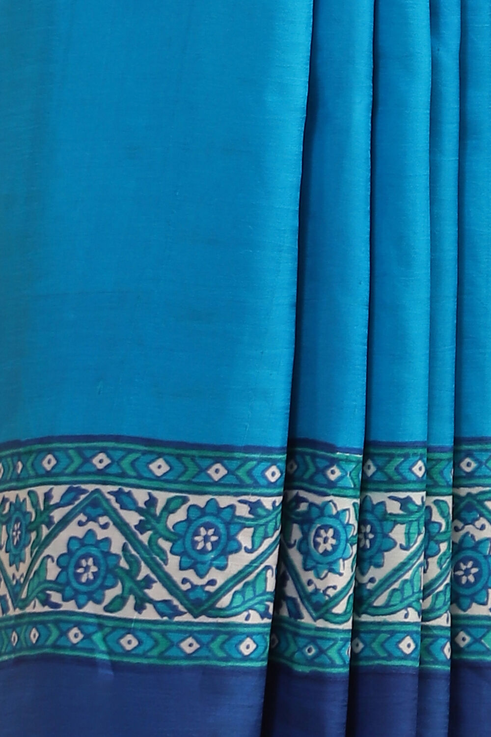 Blue Hand Blockprinted Pure Silk Saree image number null