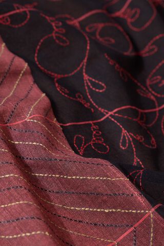 Black Bengal Pure Cotton Kantha Embroidered Saree thumbnail image number null