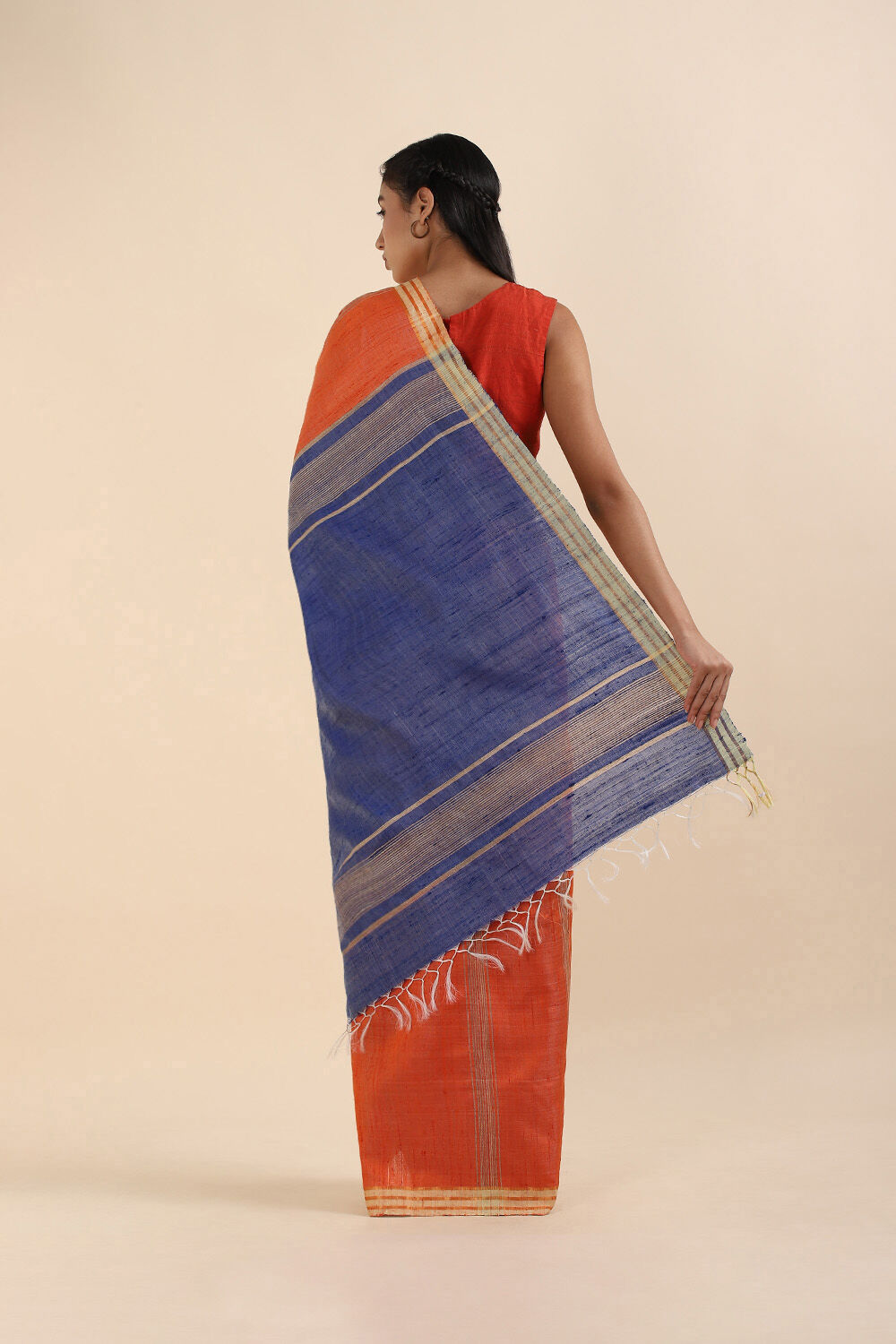 Orange Pure Tussar Silk Bhagalpuri Saree image number null