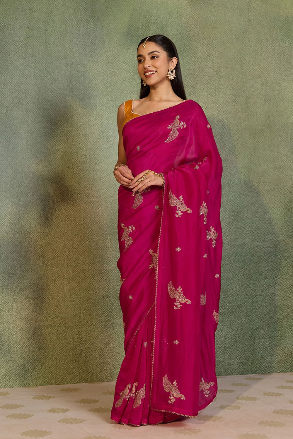 Pink   Pure Viscose Embroidered Saree image number null