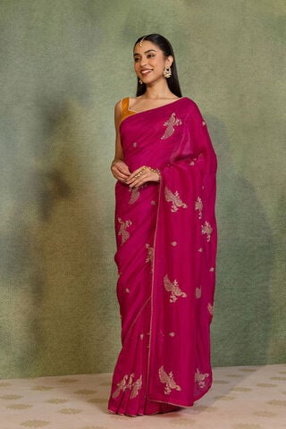 Pink   Pure Viscose Embroidered Saree thumbnail image number null