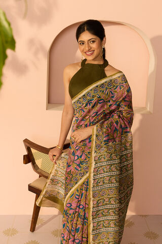 Pink Rajasthan Pure Silk Cotton Printed Sanganeri Saree image number